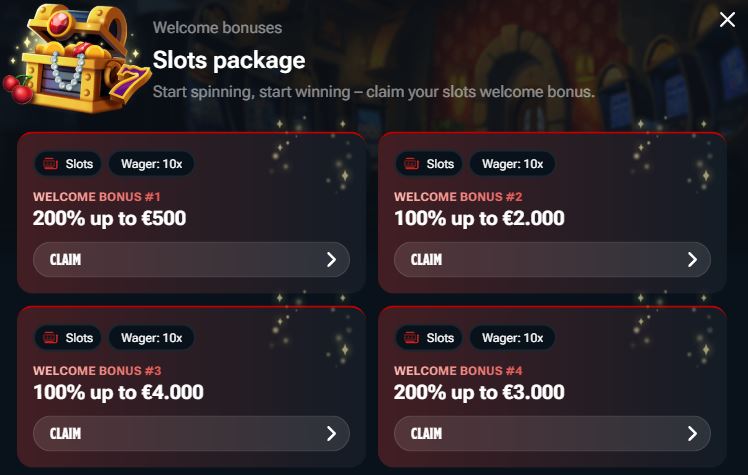 Get Kingdom Casino welcome package with four bonuses